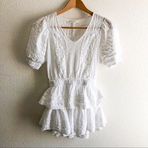 LoveShackFancy White Eyelet Floral Dress Size Small